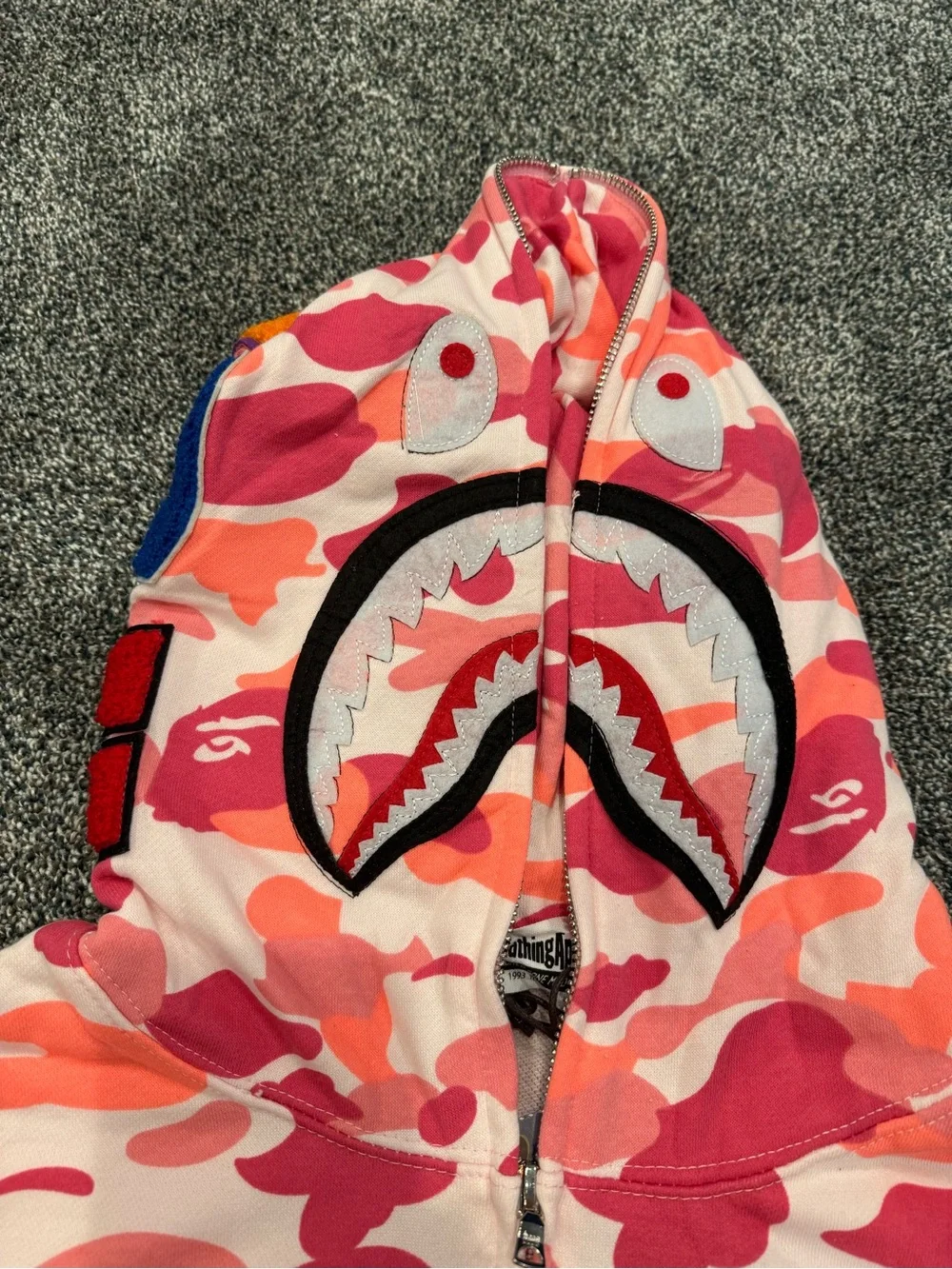 Bape Pink Coral Camo Shark Zip-Up Hoodie